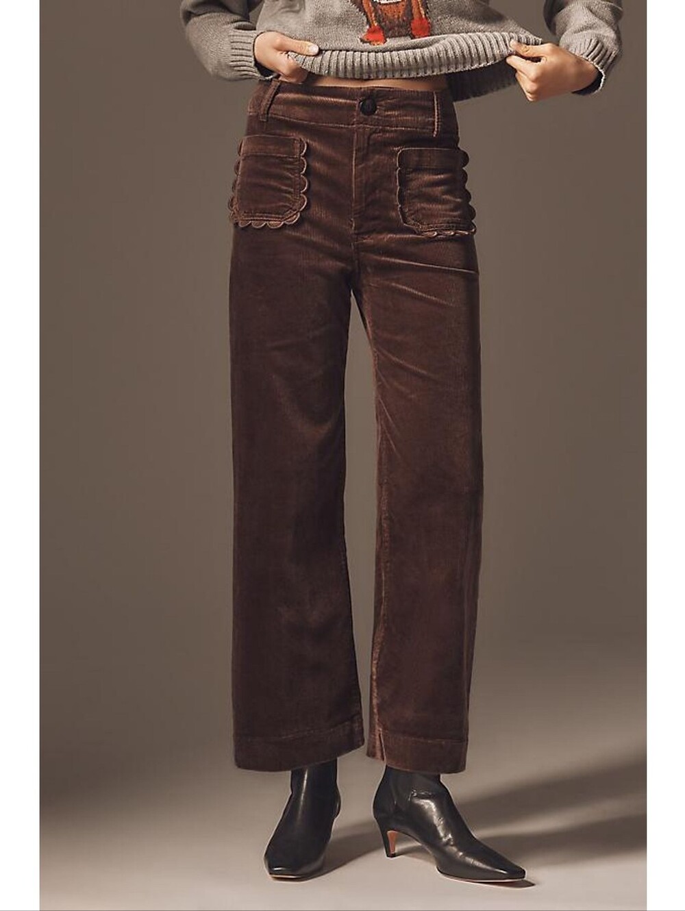 Maeve Colette Crop Wide-Leg Trousers: Corduroy Scallop Pocket Pants 23